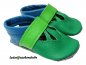 Preview: Lederpuschen Sandalen ital.grün-azur Schlicht, Spannband mittelgrün